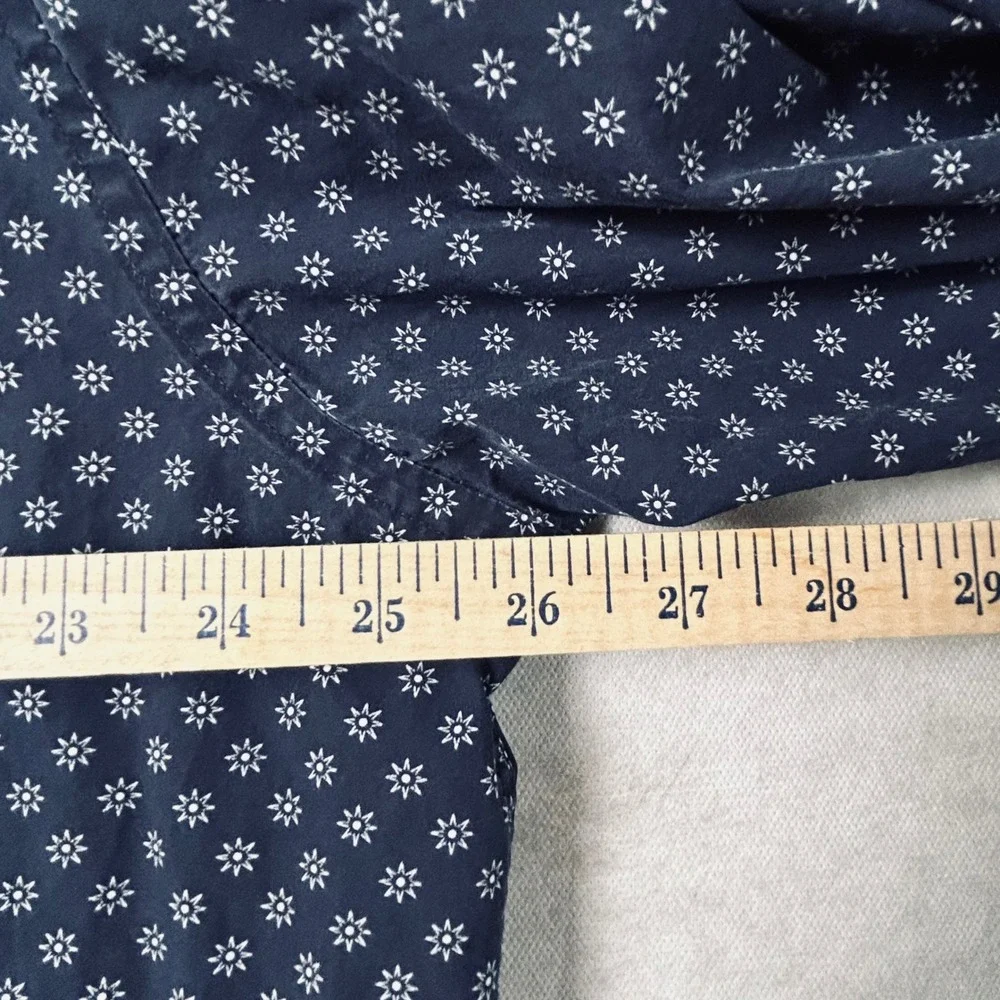 BANANA REPUBLIC Mens Navy Star Print Button‎ Down Long Sleeve Shirt Size L
